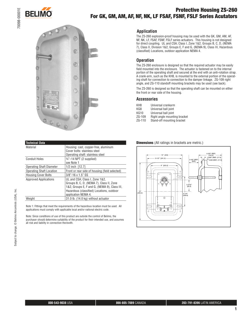 Greenheck zs-260 cut sheet — first page
