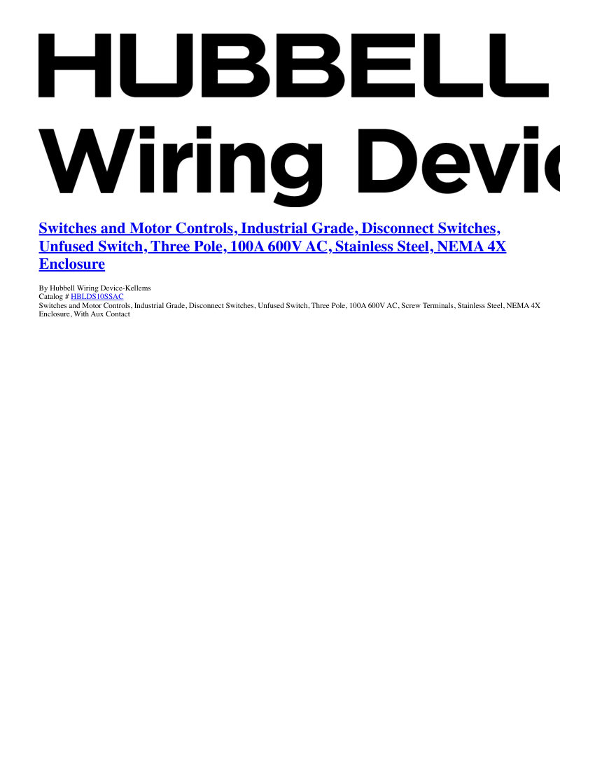 Hubbell Wiring Device-Kellems WDK_CA-HBLDS10SSAC cut sheet — first page
