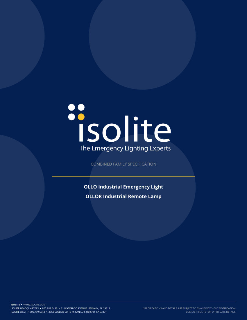 Isolite OLLO cut sheet — first page