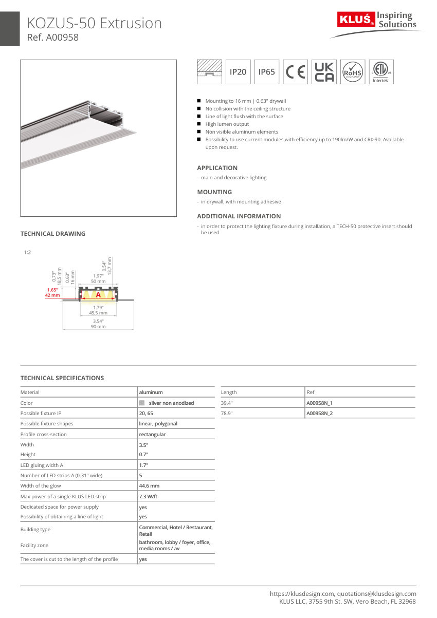Klus Design A00756 cut sheet — first page