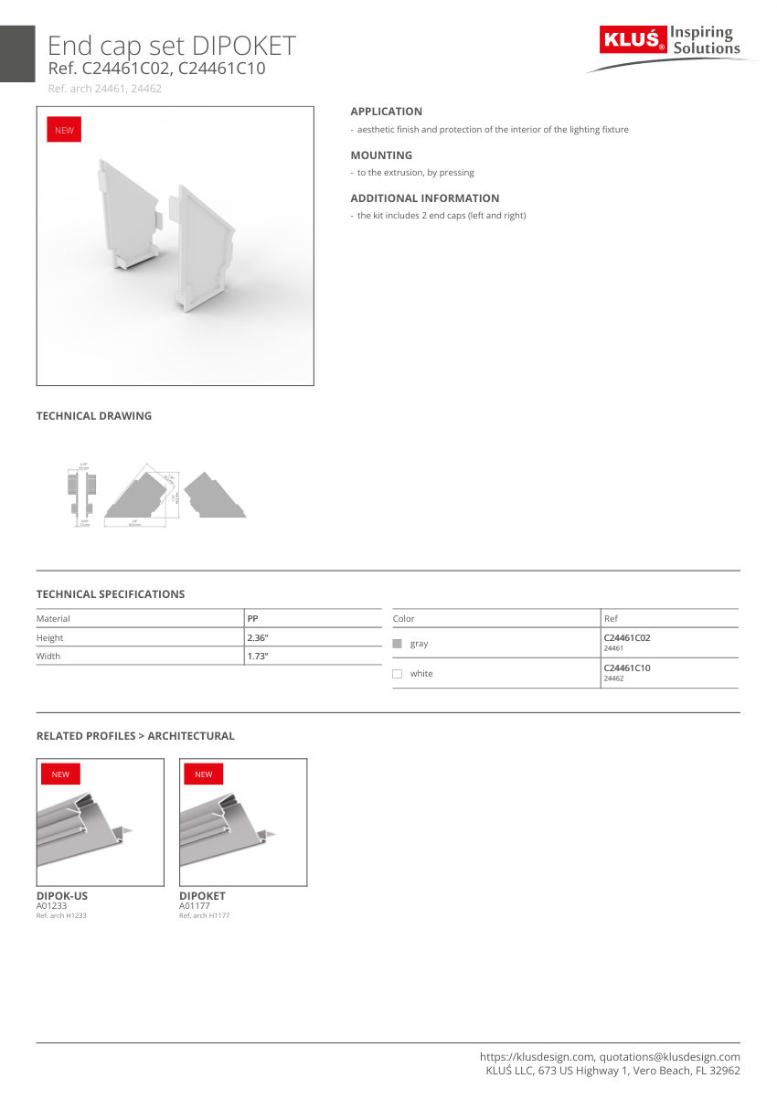 Klus Design A01233 cut sheet — first page