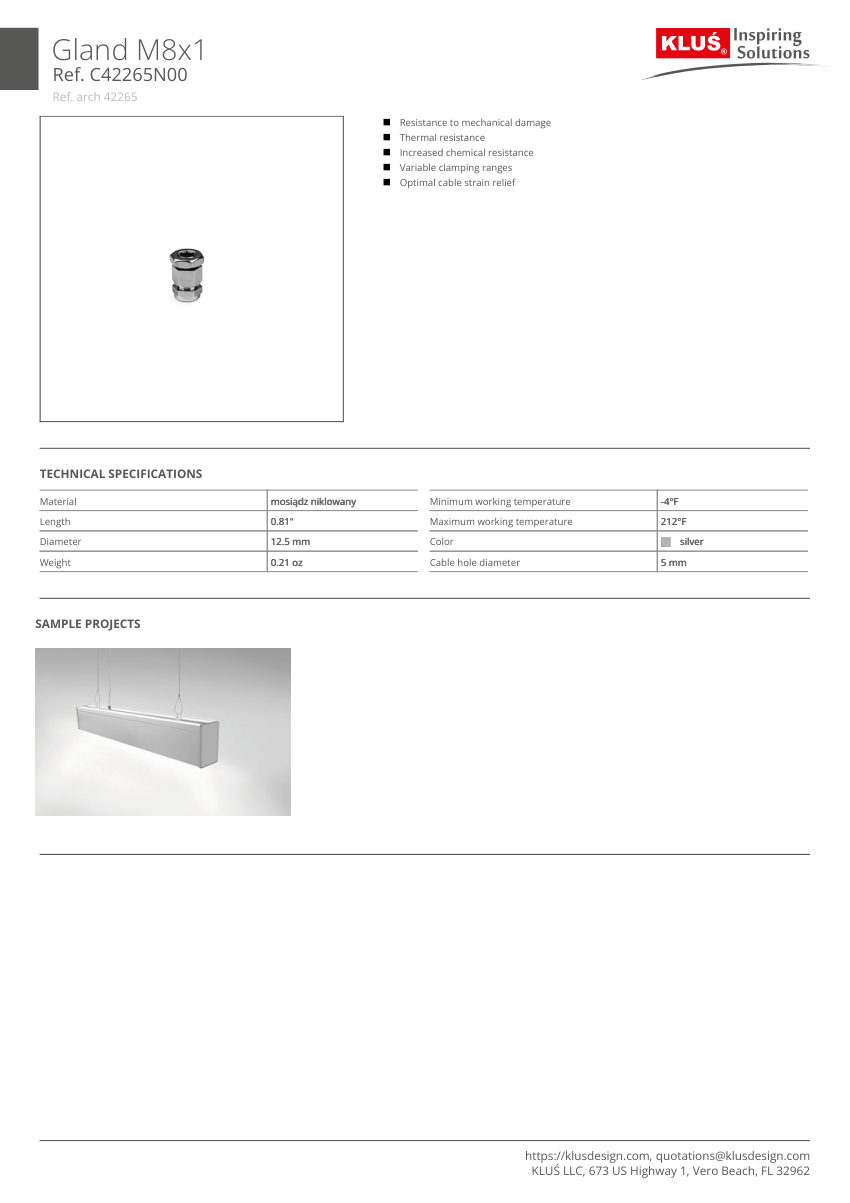 Klus Design A01293 cut sheet — first page