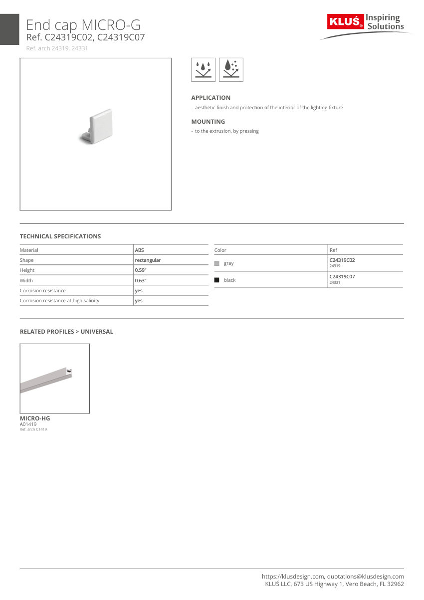 Klus Design A01419 cut sheet — first page