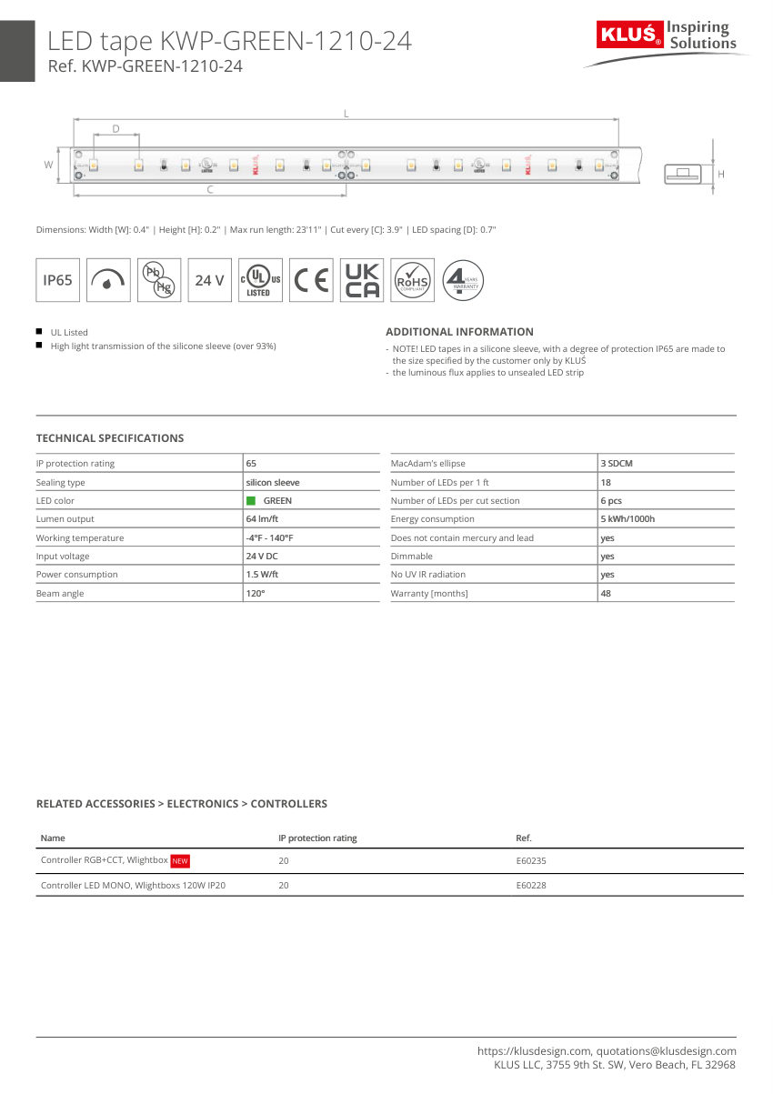 Klus Design A02609 cut sheet — first page
