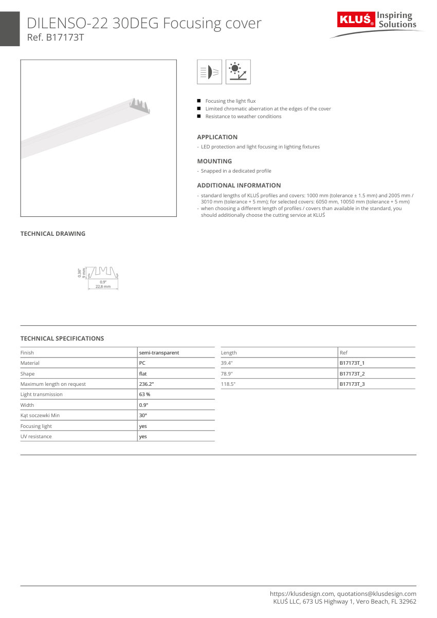 Klus Design A02724 cut sheet — first page