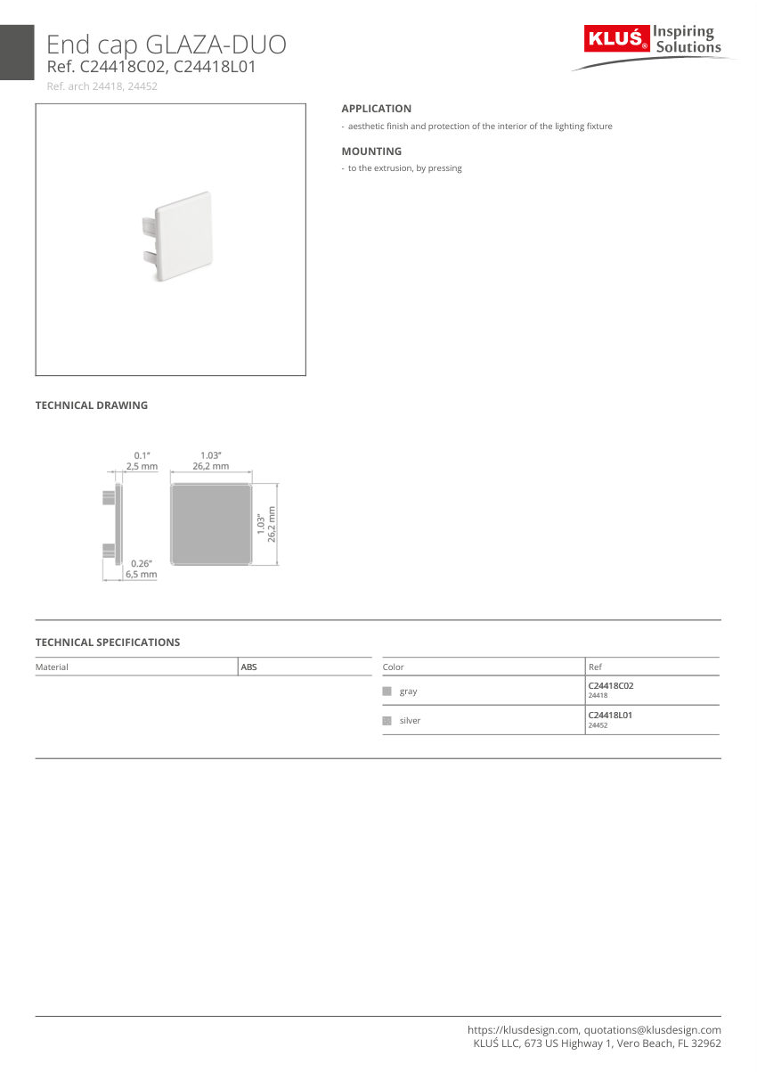 Klus Design A03059 cut sheet — first page