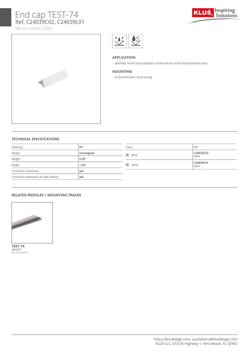 Klus Design A04507 cut sheet — first page