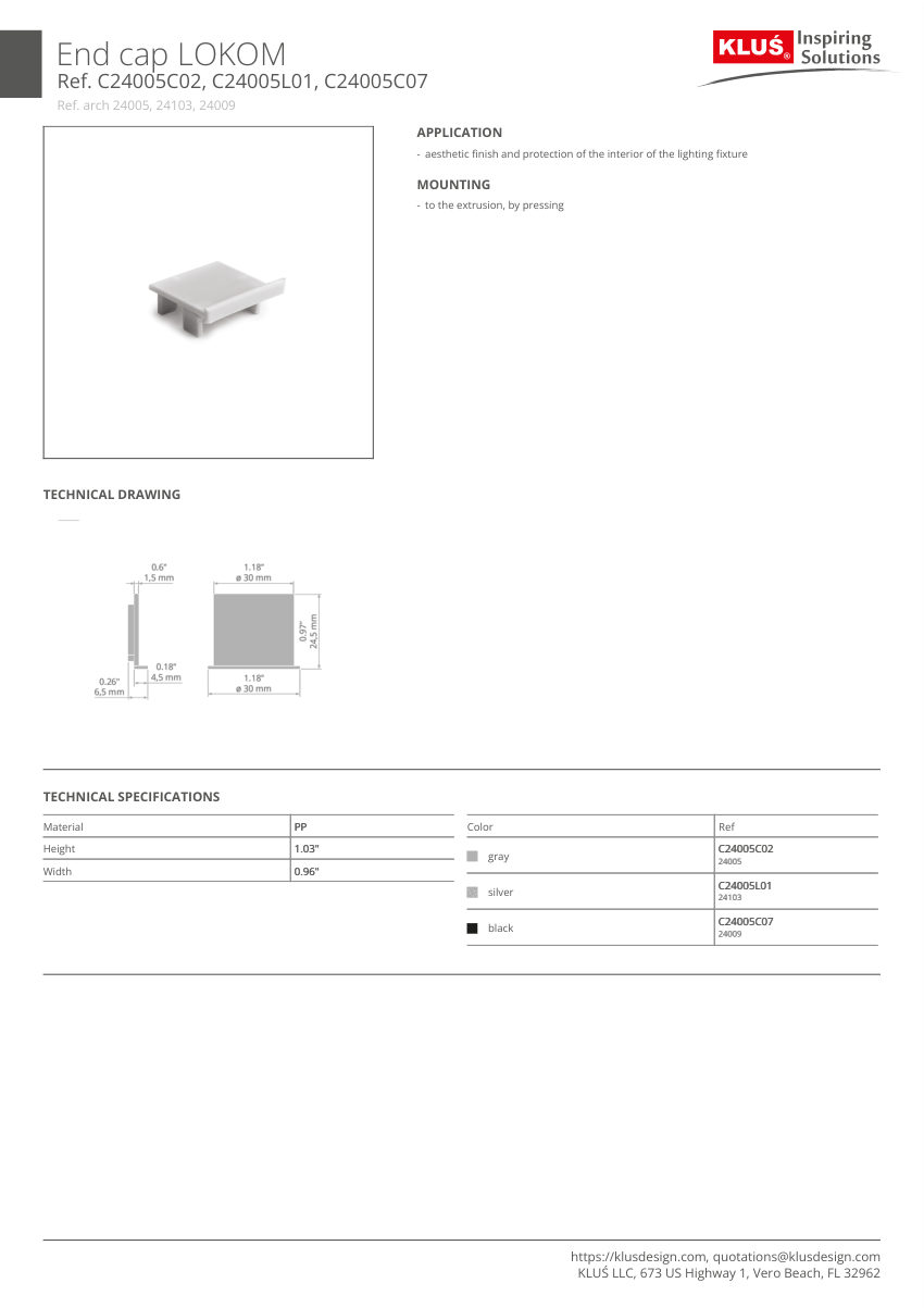 Klus Design A05553 cut sheet — first page