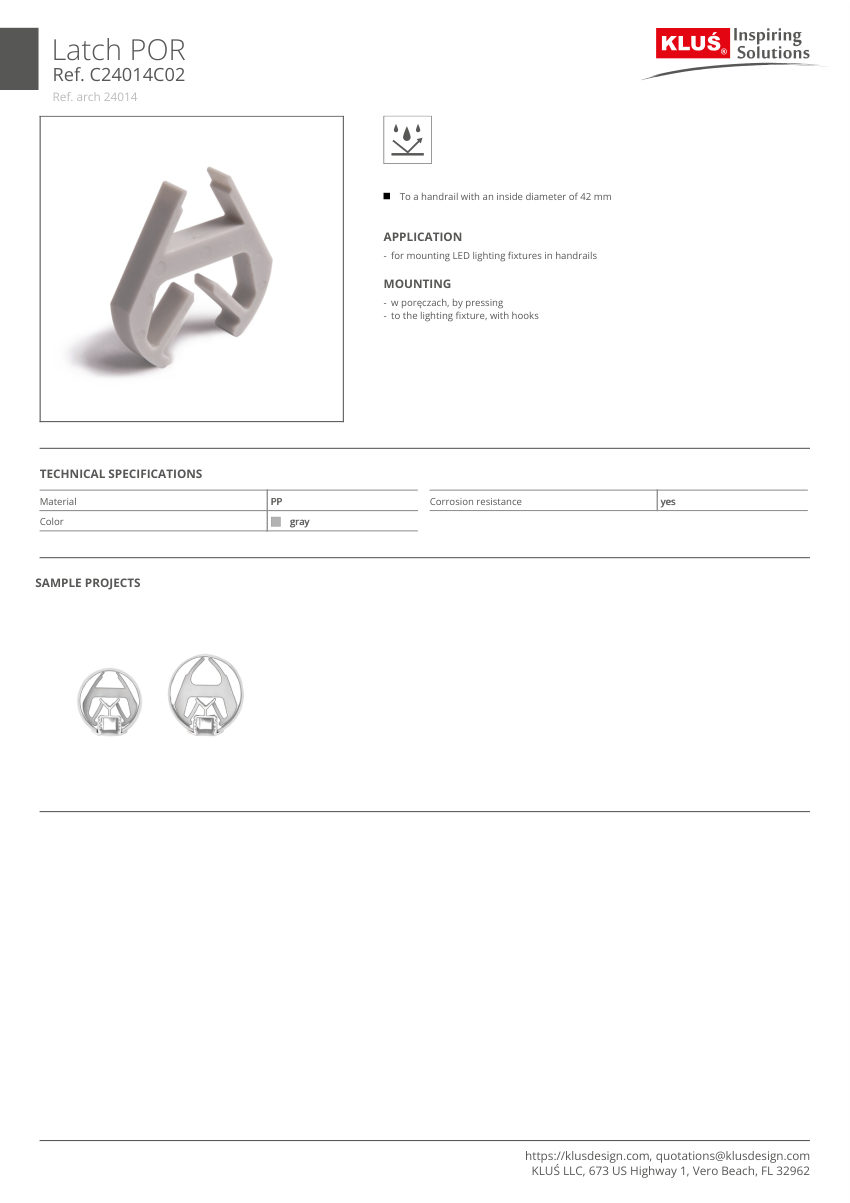 Klus Design A06144 cut sheet — first page