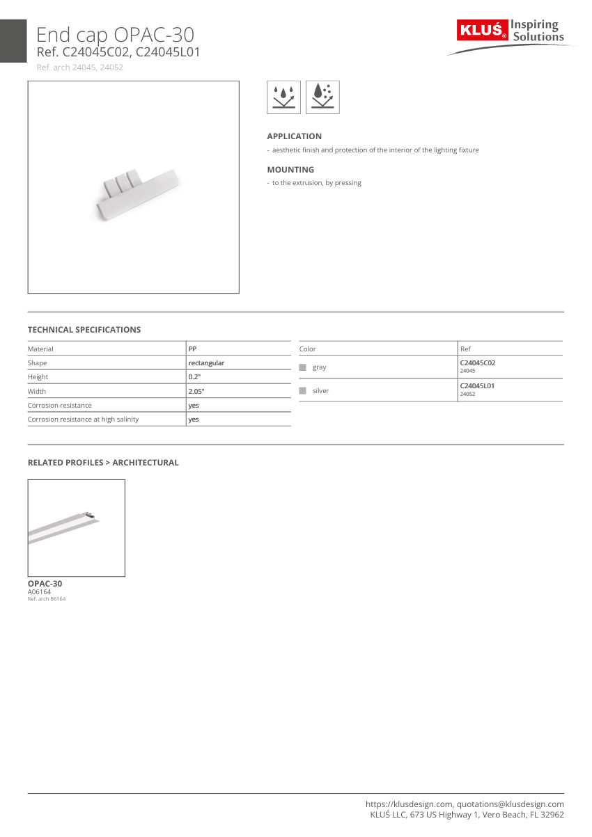 Klus Design A06164 cut sheet — first page