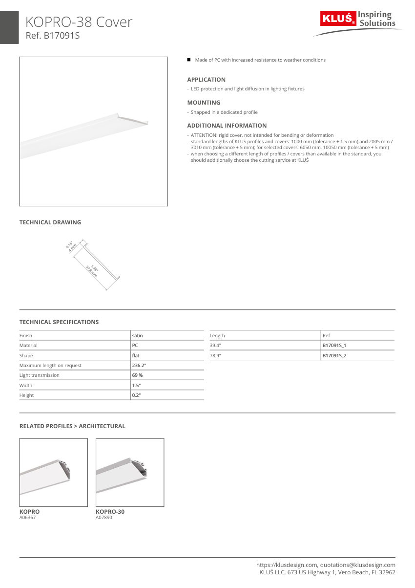 Klus Design A06367 cut sheet — first page