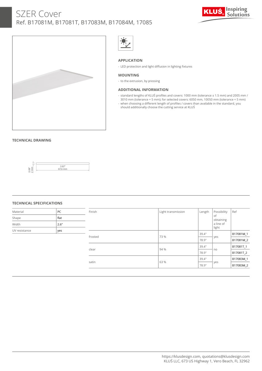 Klus Design A06593 cut sheet — first page