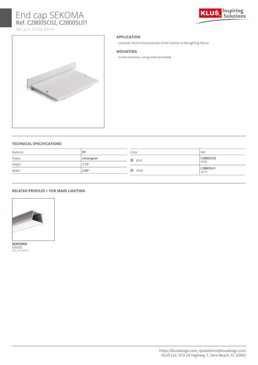 Klus Design A06595 cut sheet — first page