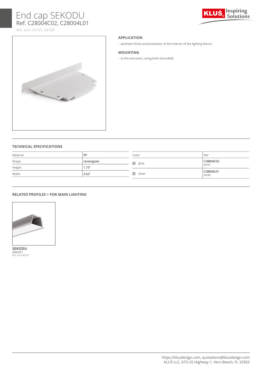 Klus Design A06597 cut sheet — first page