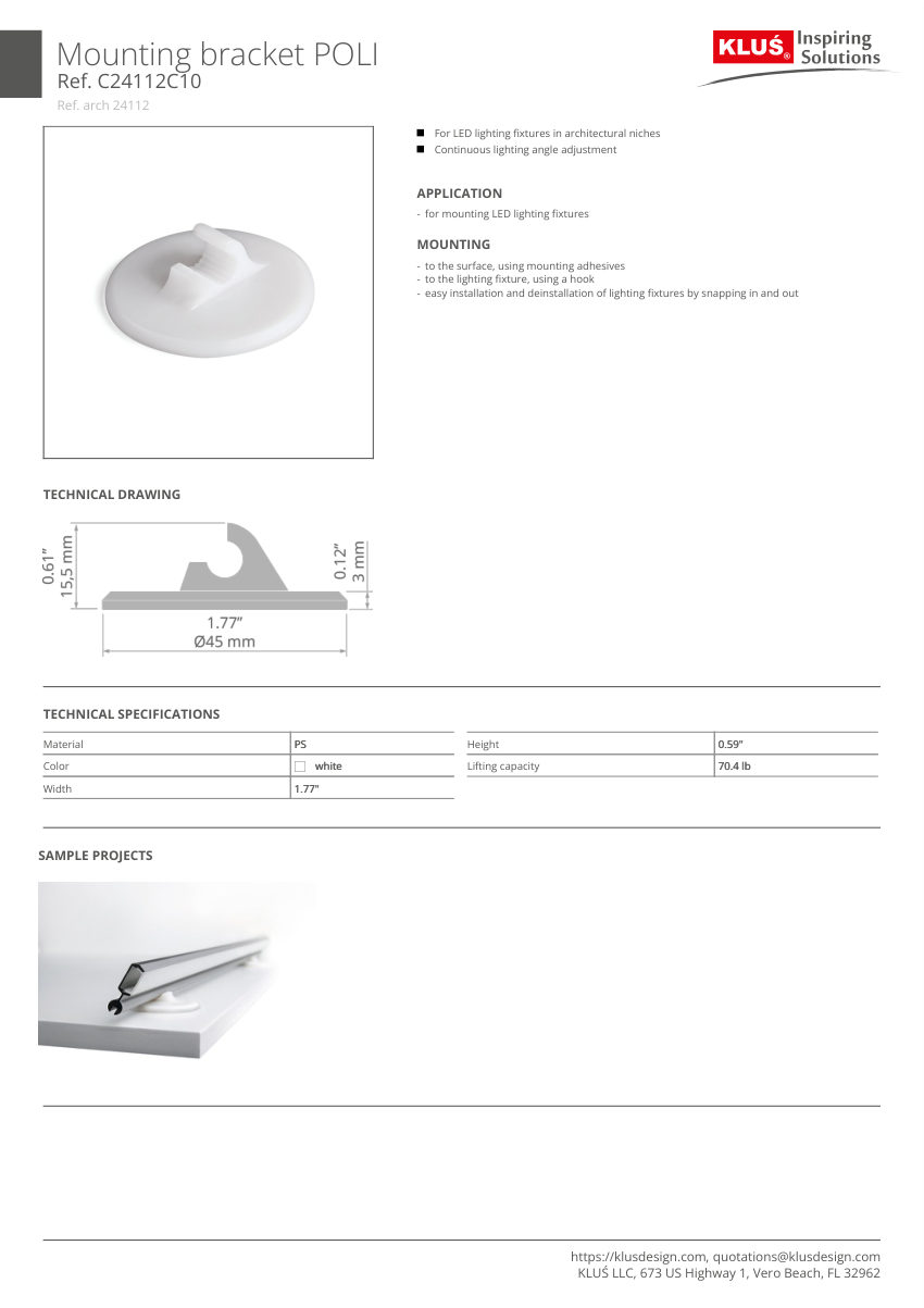 Klus Design A07176 cut sheet — first page