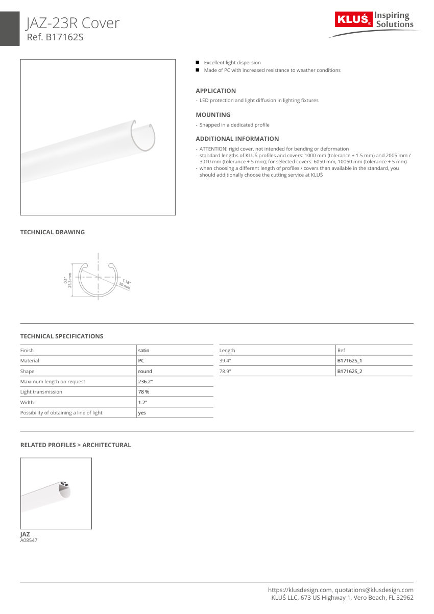 Klus Design A08547 cut sheet — first page