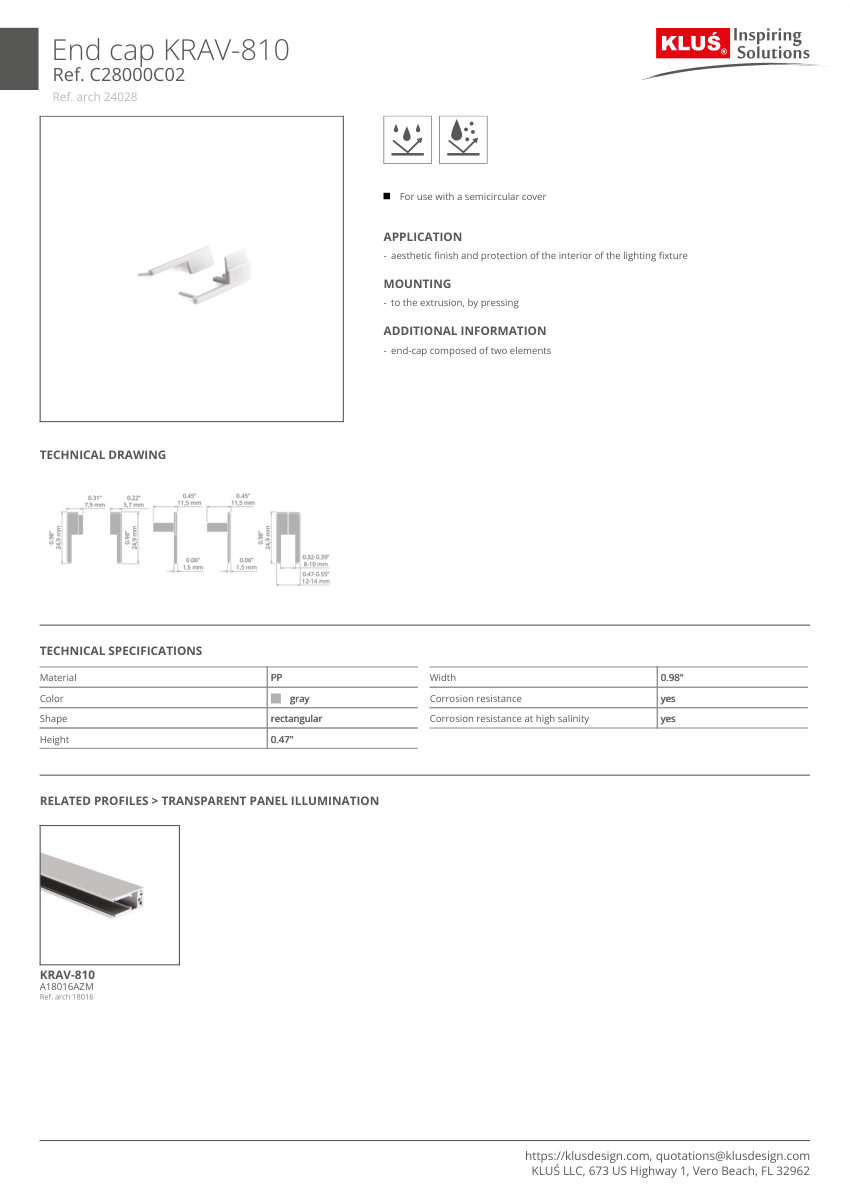 Klus Design A18016 cut sheet — first page