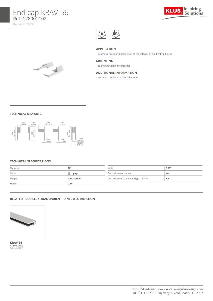 Klus Design A18017 cut sheet — first page