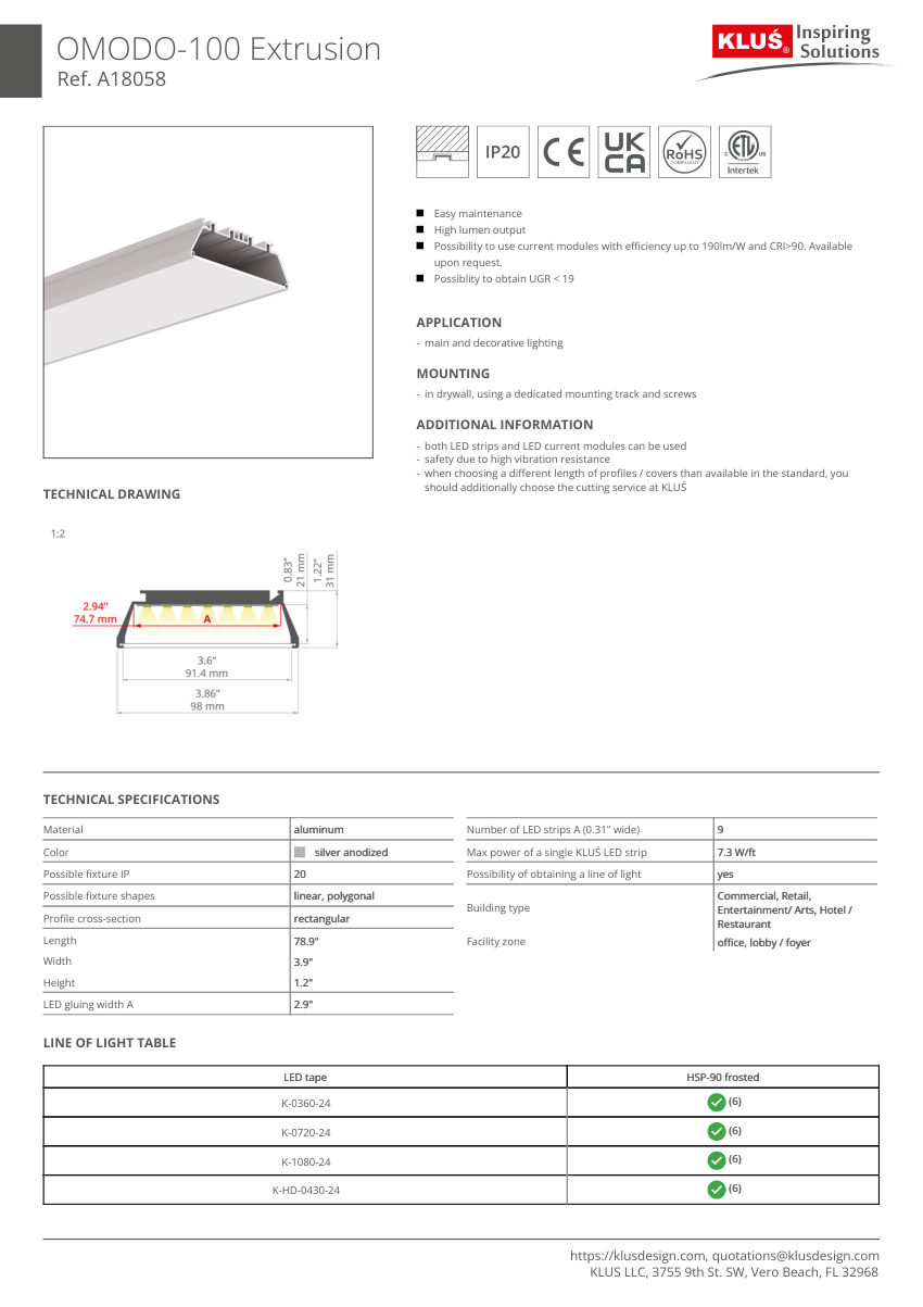 Klus Design A18049 cut sheet — first page