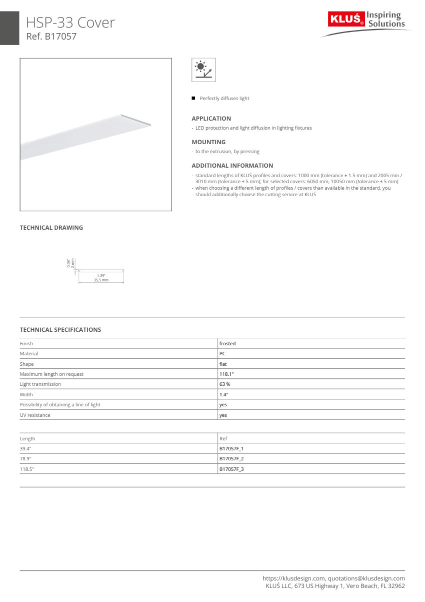 Klus Design A18050 cut sheet — first page
