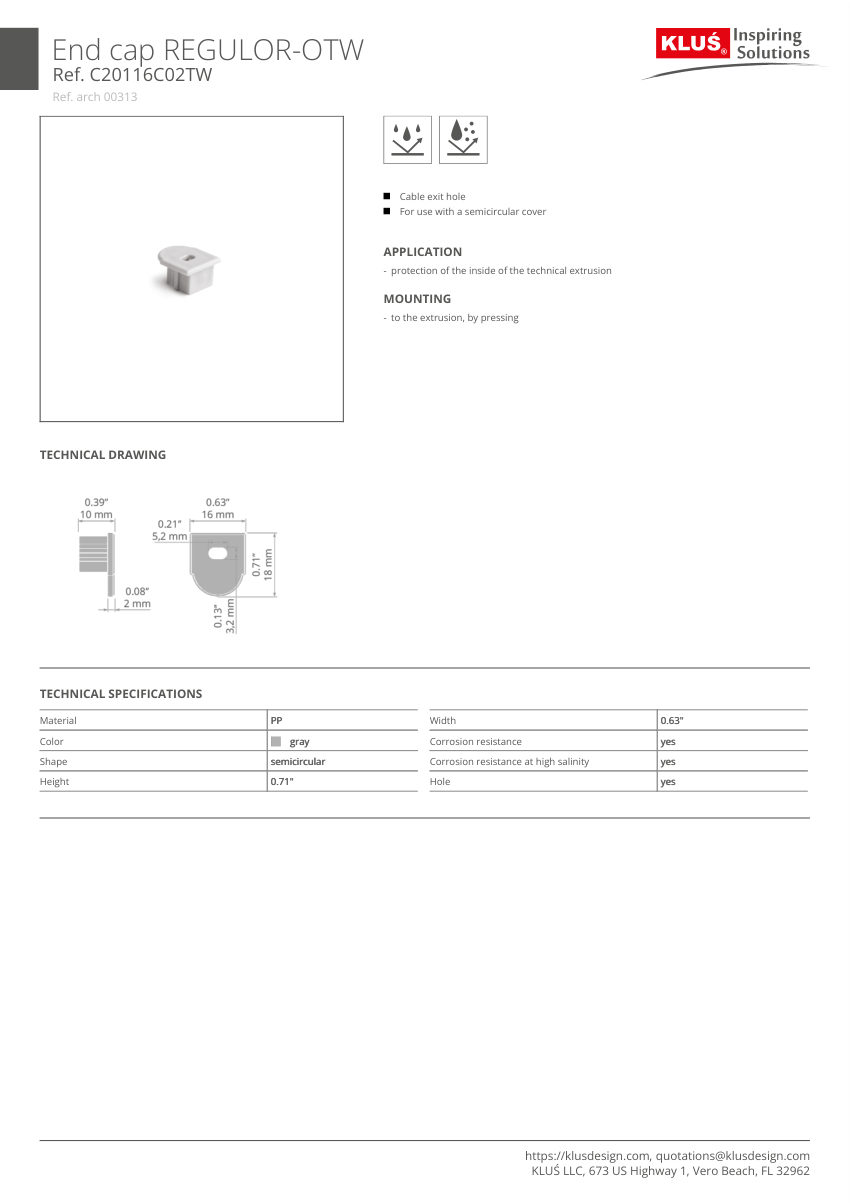 Klus Design A18068 cut sheet — first page