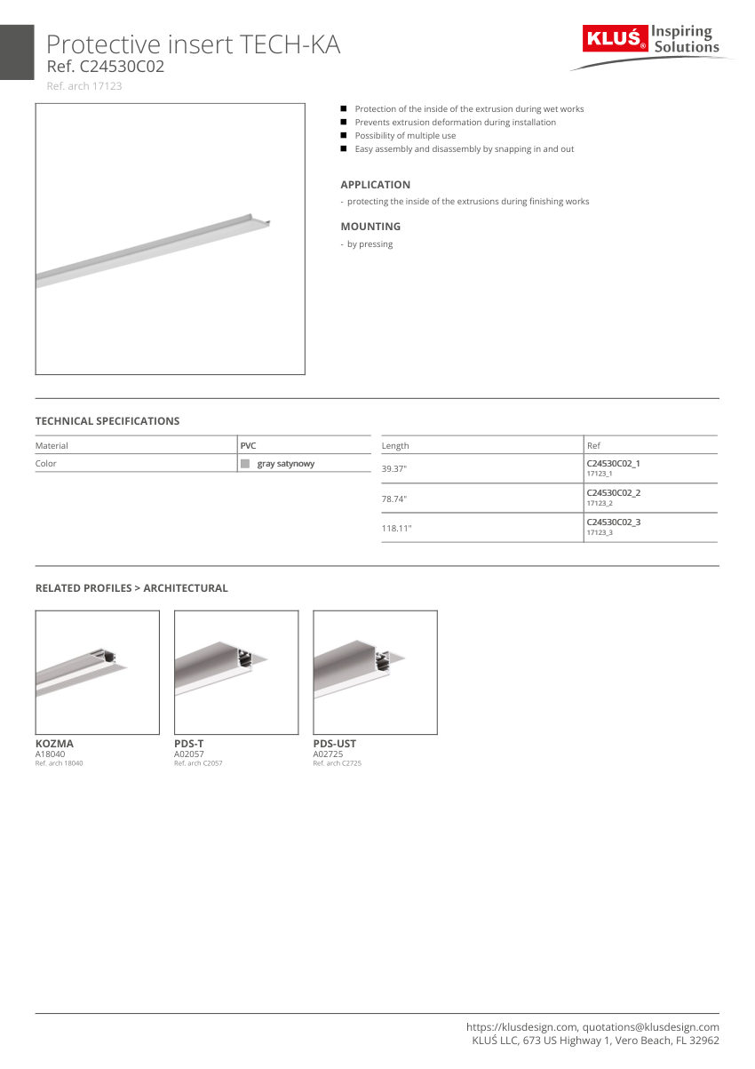 Klus Design A18080 cut sheet — first page