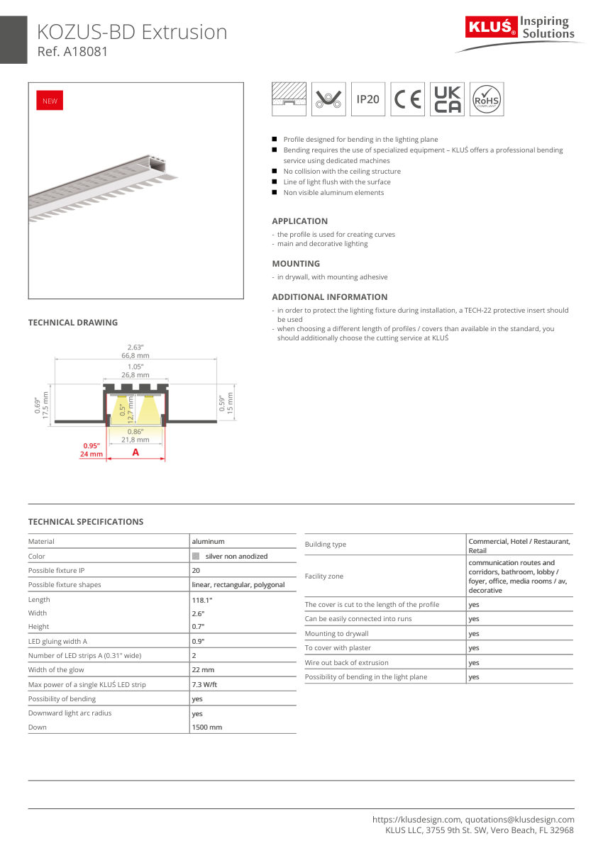 Klus Design A18081 cut sheet — first page