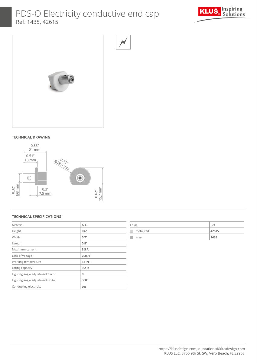 Klus Design KLUS-158 cut sheet — first page
