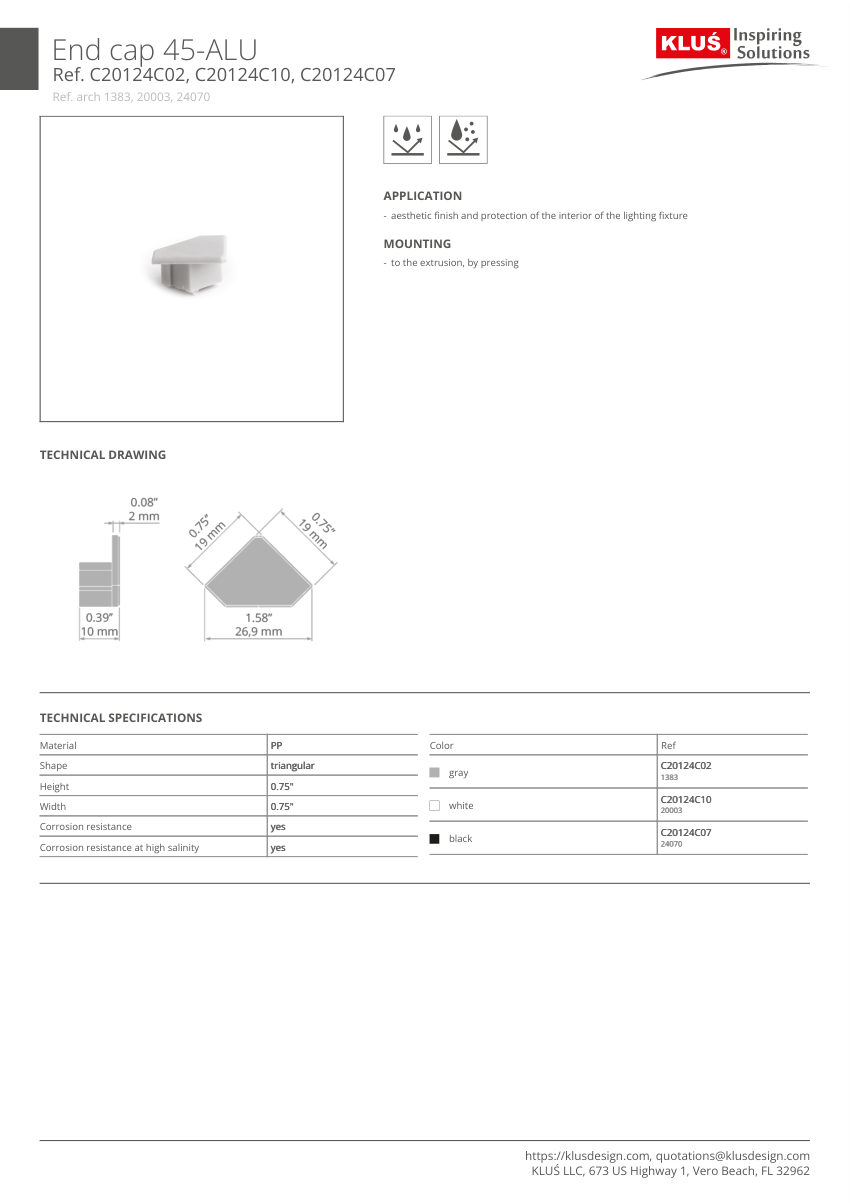 Klus Design KLUS-191 cut sheet — first page