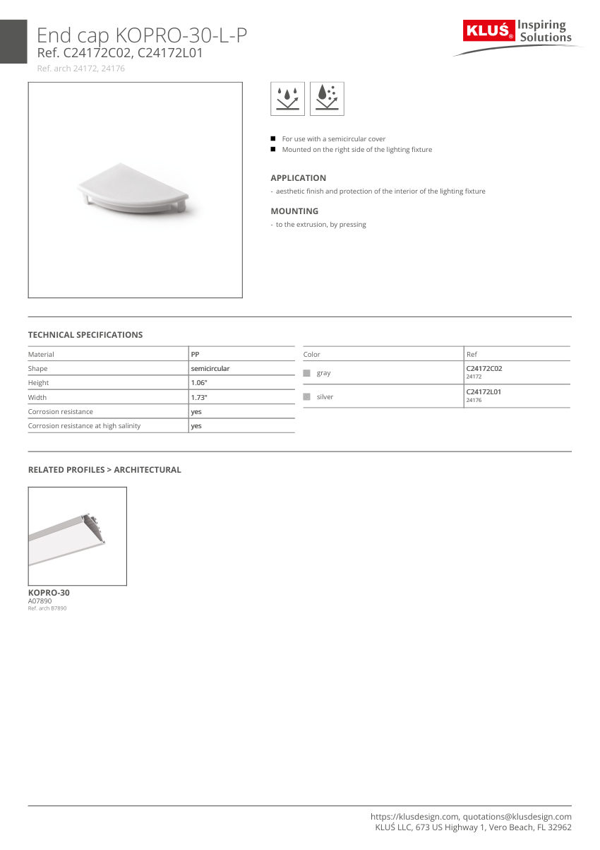 Klus Design KLUS-224 cut sheet — first page