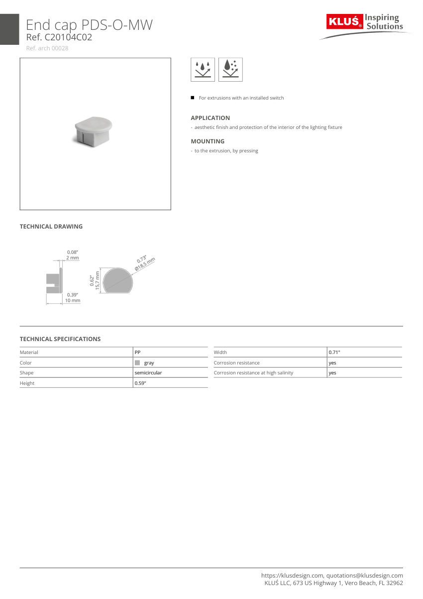 Klus Design KLUS-265 cut sheet — first page