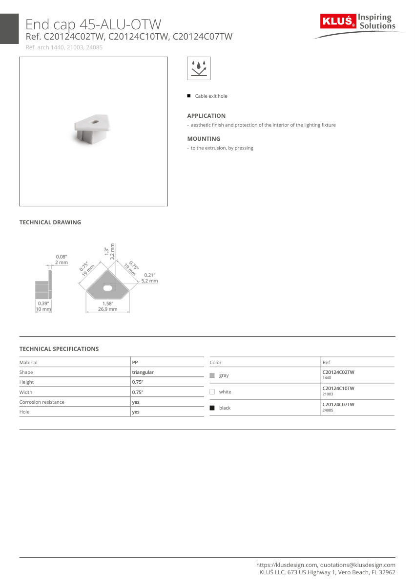 Klus Design KLUS-320 cut sheet — first page