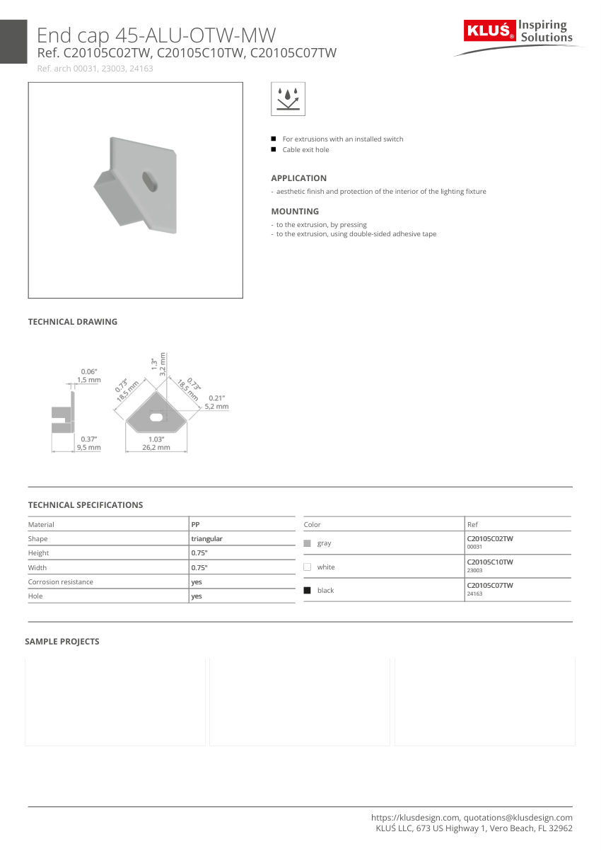 Klus Design KLUS-321 cut sheet — first page