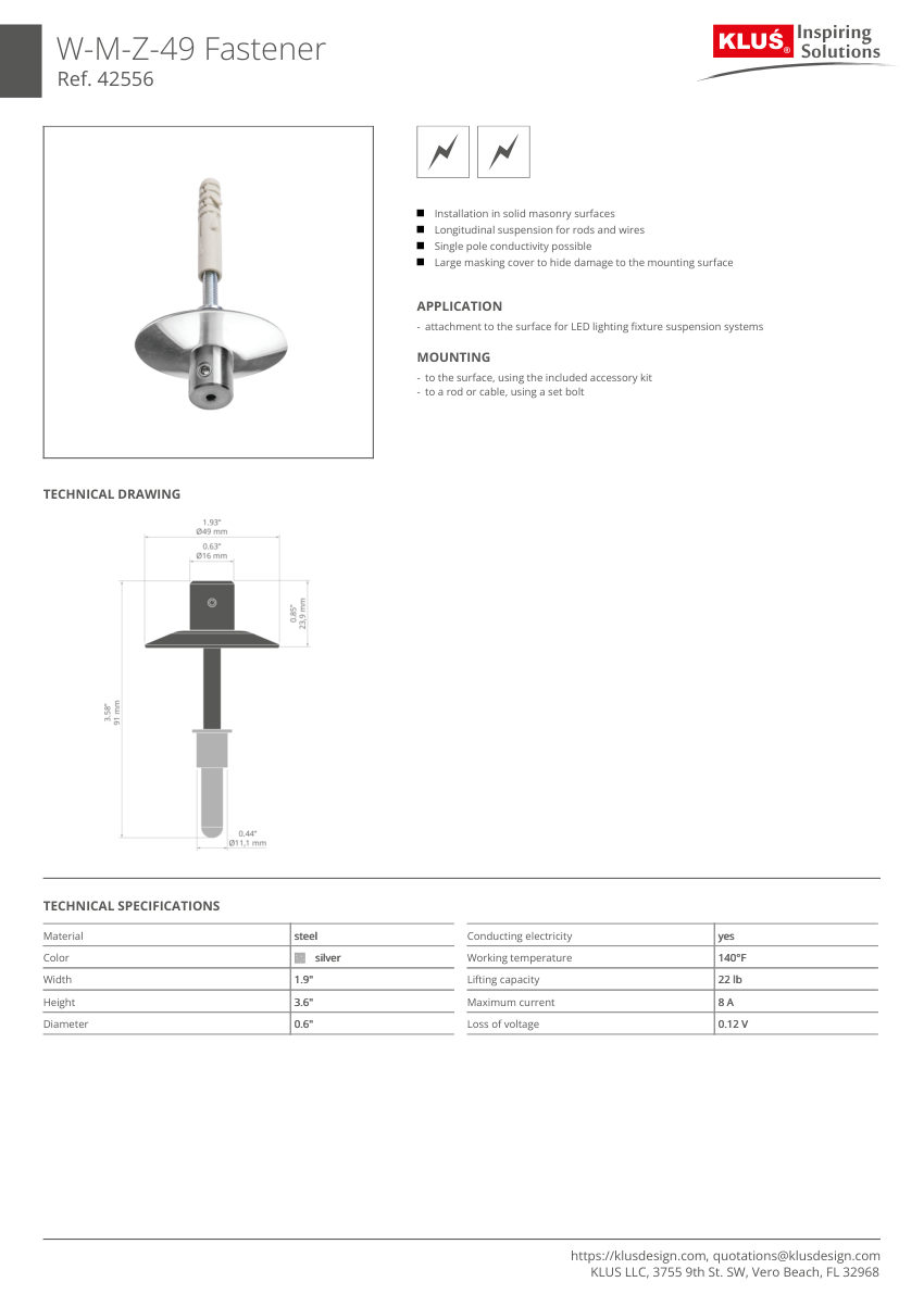 Klus Design KLUS-415 cut sheet — first page