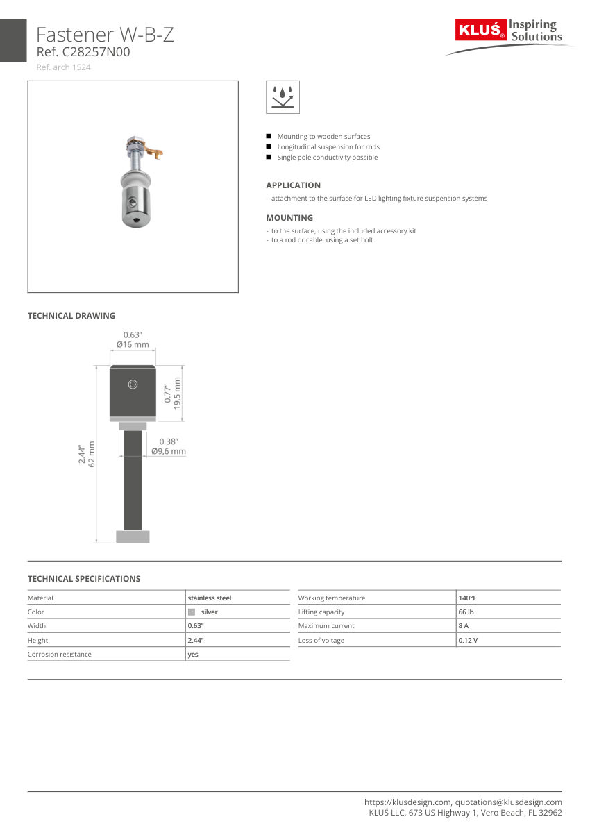 Klus Design KLUS-418 cut sheet — first page