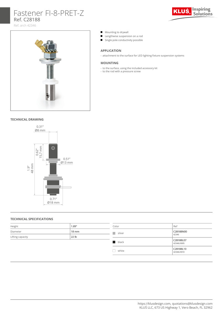 Klus Design KLUS-419 cut sheet — first page