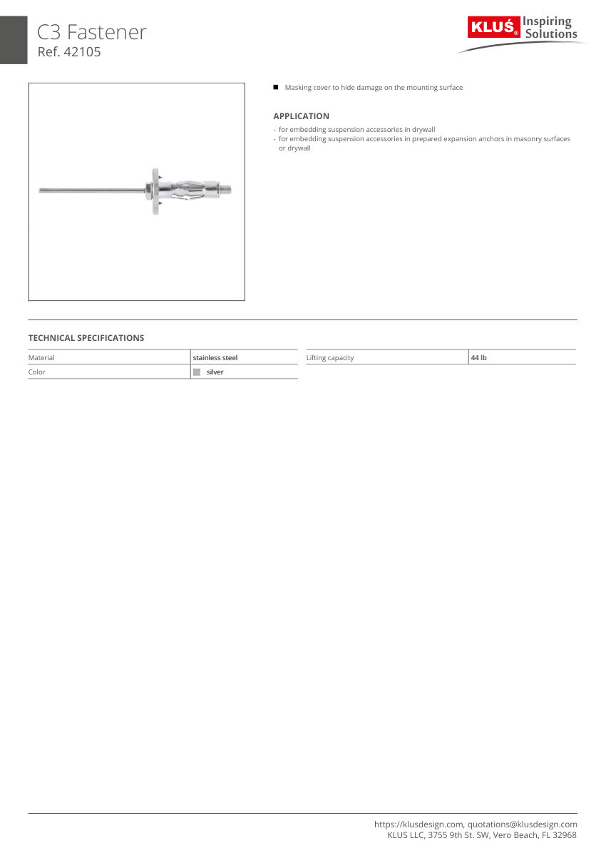 Klus Design KLUS-452 cut sheet — first page