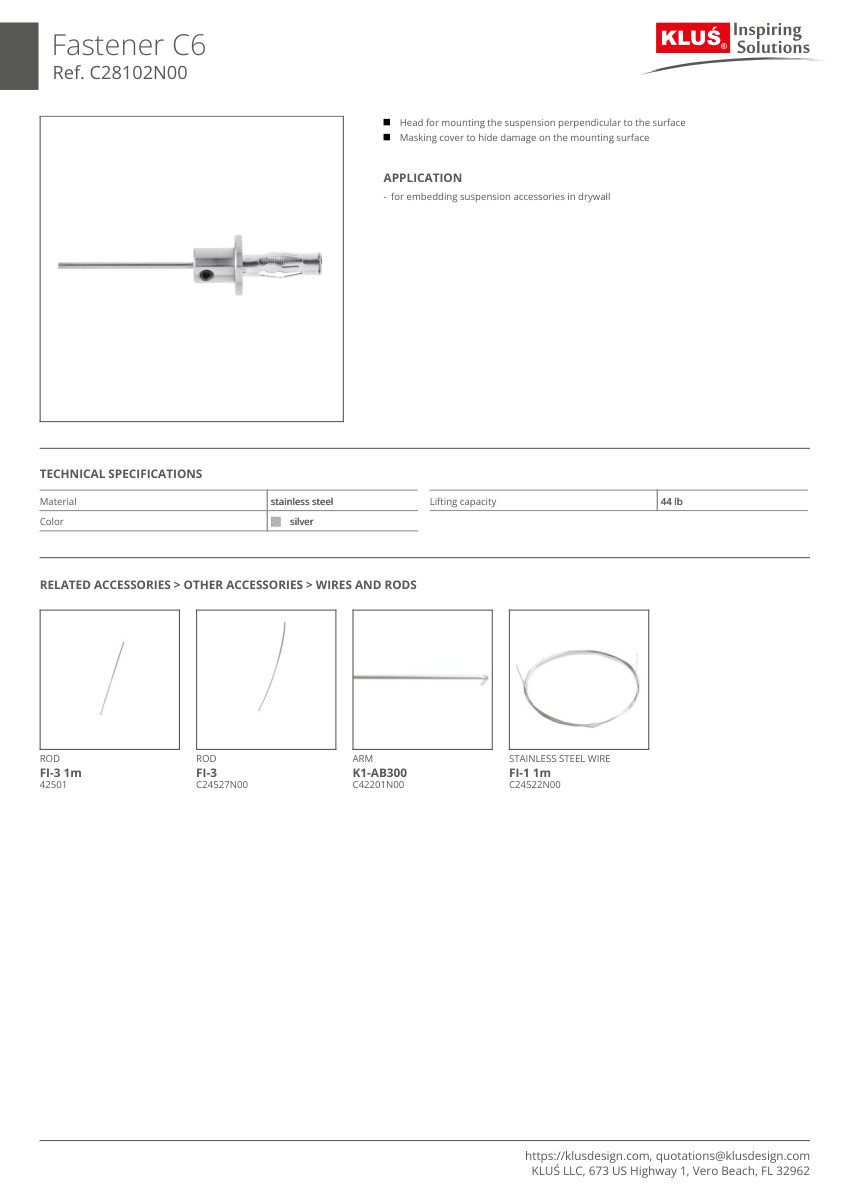 Klus Design KLUS-454 cut sheet — first page
