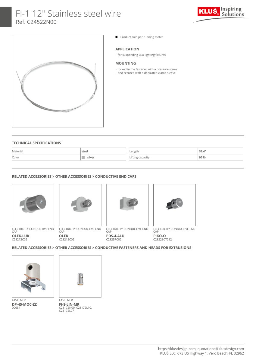 Klus Design KLUS-464 cut sheet — first page
