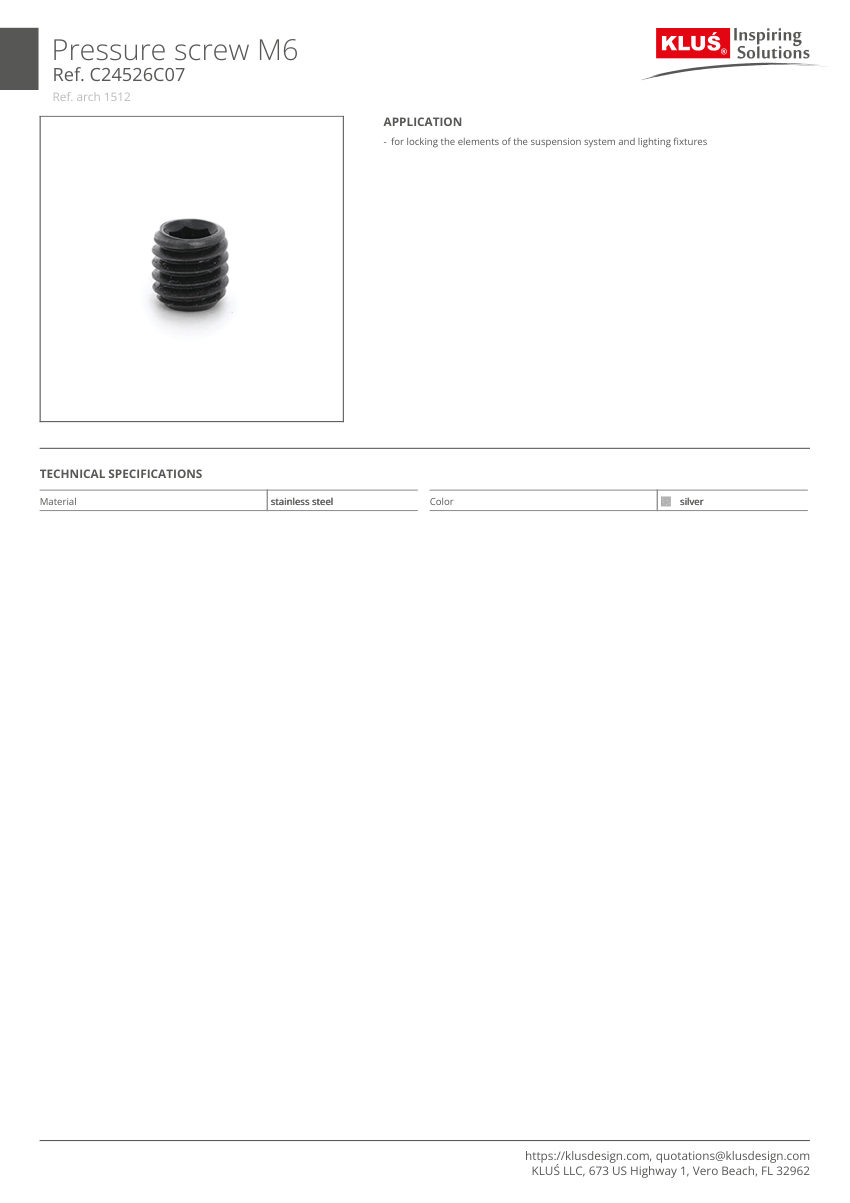 Klus Design KLUS-524 cut sheet — first page