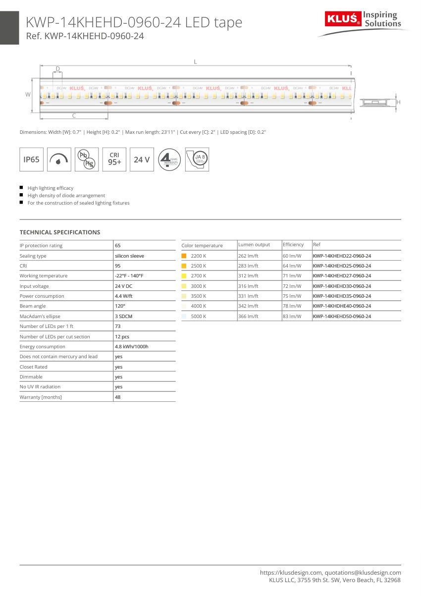 Klus Design KLUS-545 cut sheet — first page