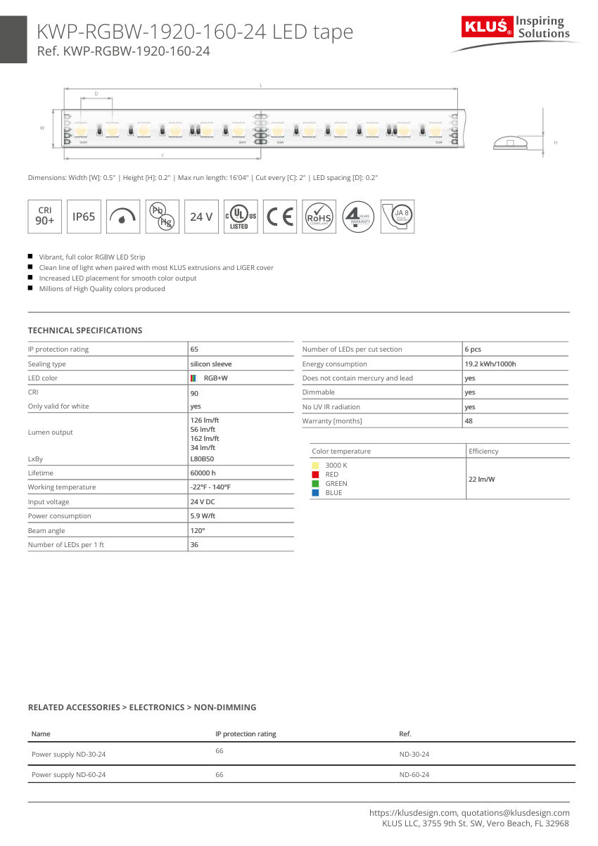 Klus Design KLUS-586 cut sheet — first page