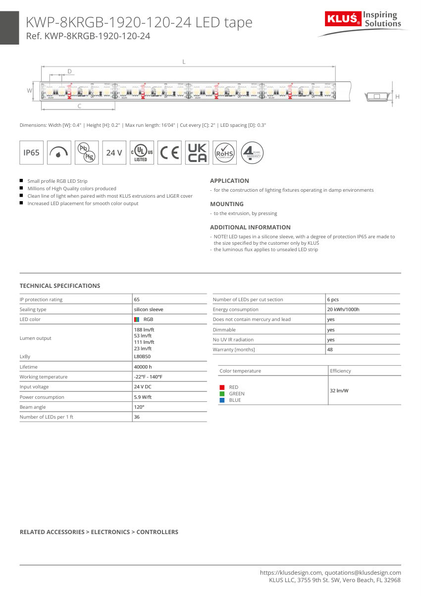 Klus Design KLUS-588 cut sheet — first page