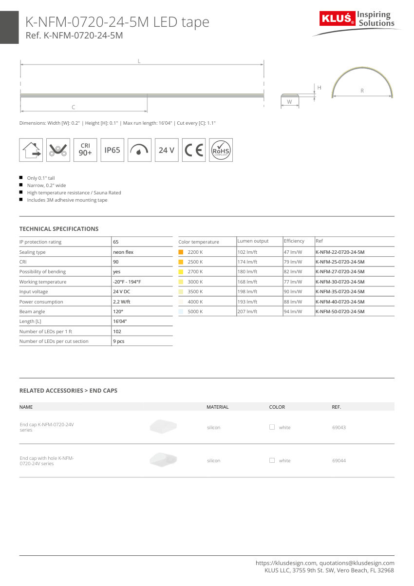 Klus Design KLUS-609 cut sheet — first page