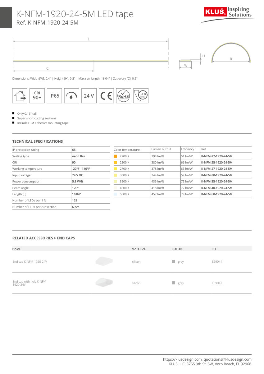 Klus Design KLUS-610 cut sheet — first page