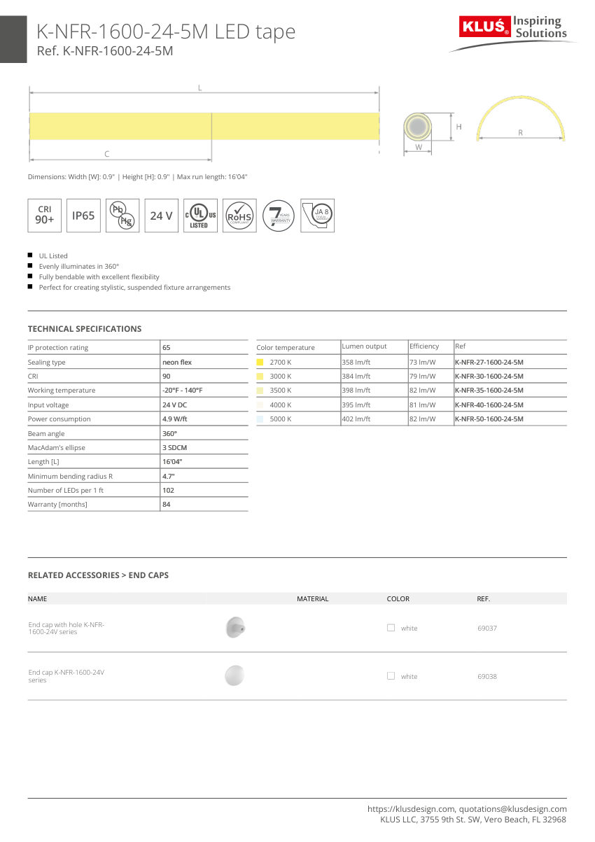 Klus Design KLUS-611 cut sheet — first page