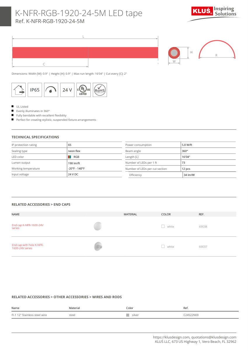 Klus Design KLUS-612 cut sheet — first page