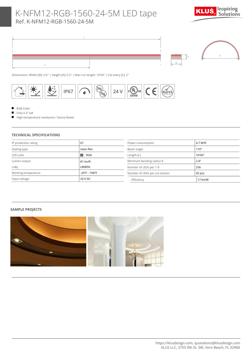 Klus Design KLUS-616 cut sheet — first page