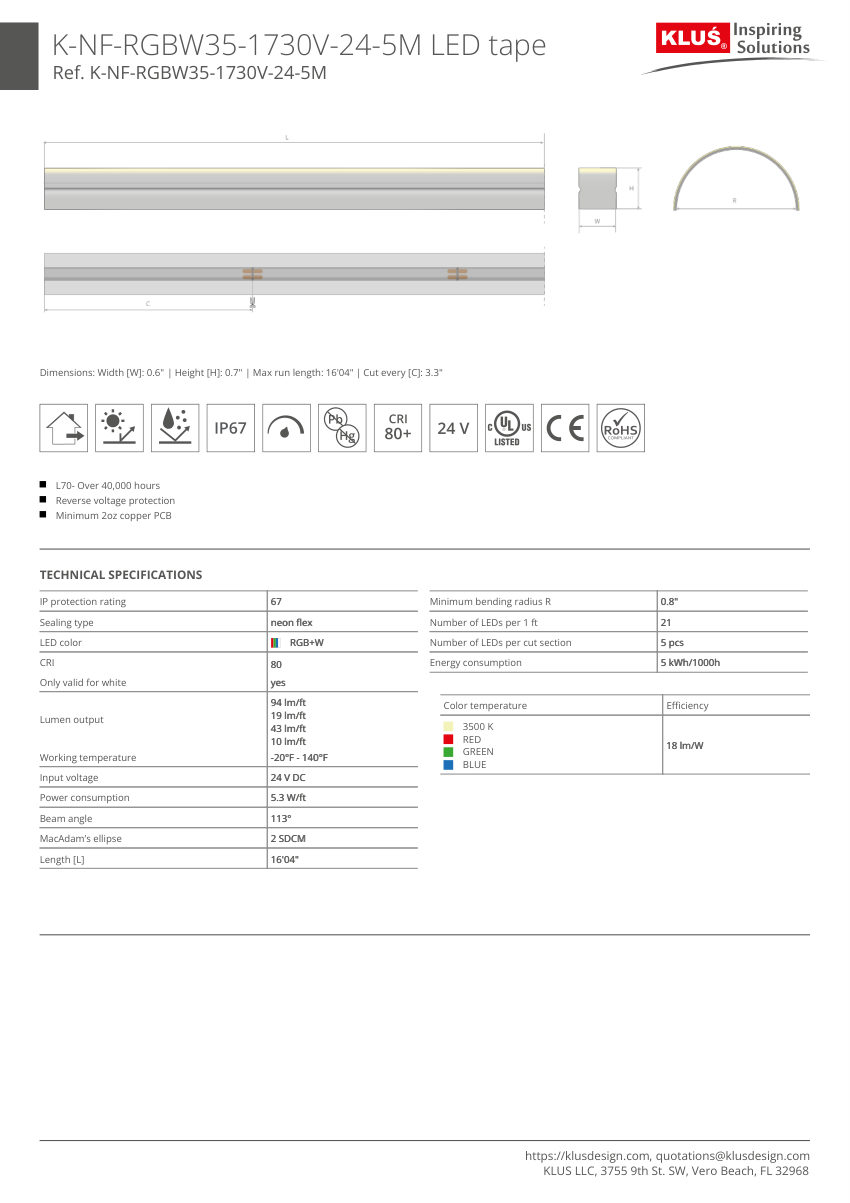 Klus Design KLUS-619 cut sheet — first page