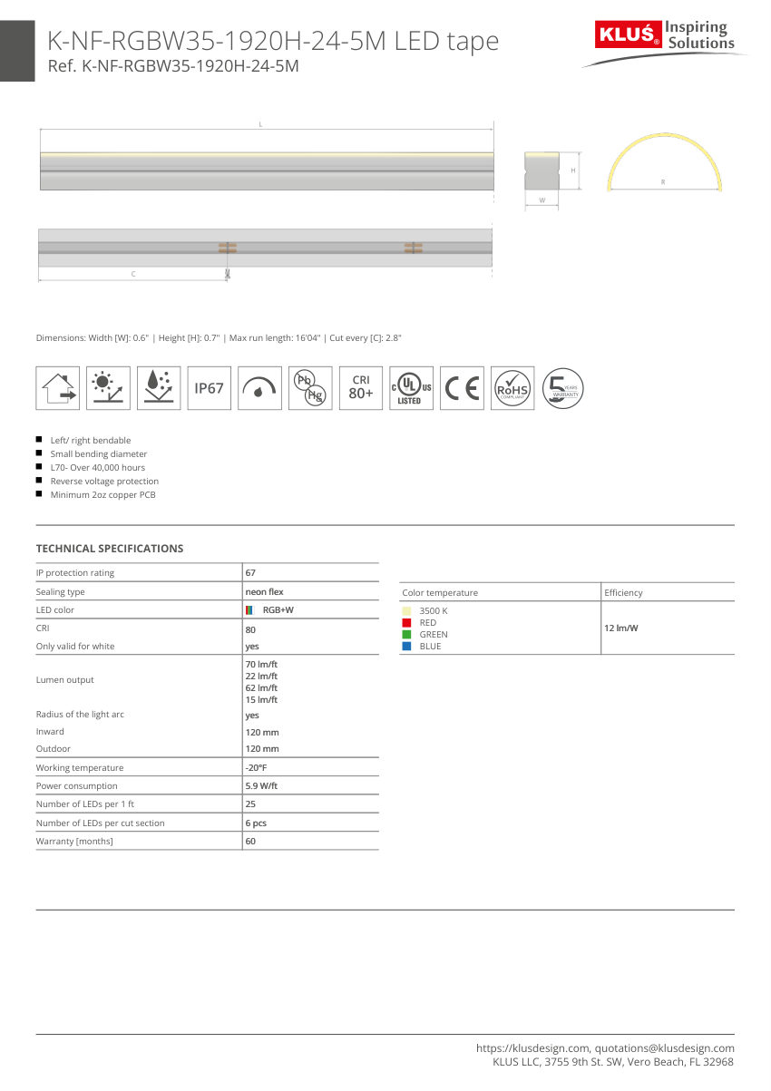 Klus Design KLUS-622 cut sheet — first page